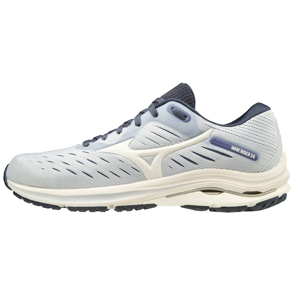 Mizuno Women's Wave Rider 24 D (Wide) Running Shoes White/Purple (411230-HVT)